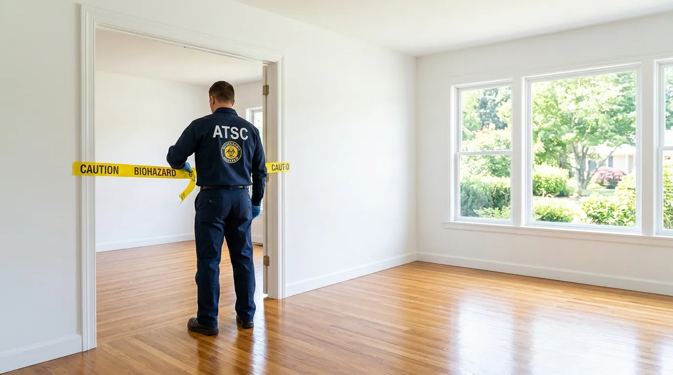 Certified biohazard cleanup crew performing Crime Scene Cleanup in New Whiteland